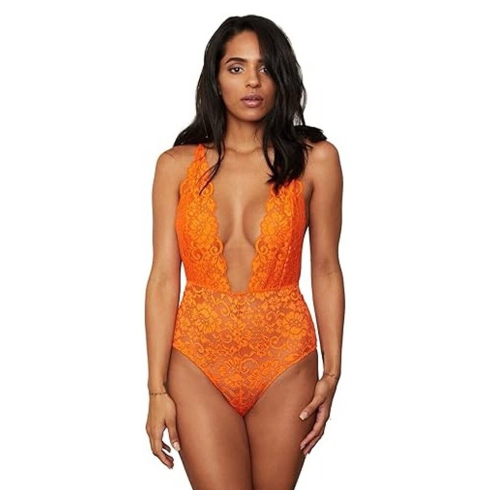 We Are HAH Free People Comin' In‎ HAHt Lace Bodysuit Burnt Orange XS NWT